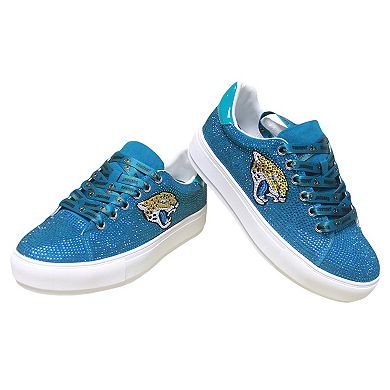 Women's Cuce Teal Jacksonville Jaguars Team Colored Crystal Sneakers