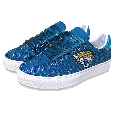 Women's Cuce Teal Jacksonville Jaguars Team Colored Crystal Sneakers