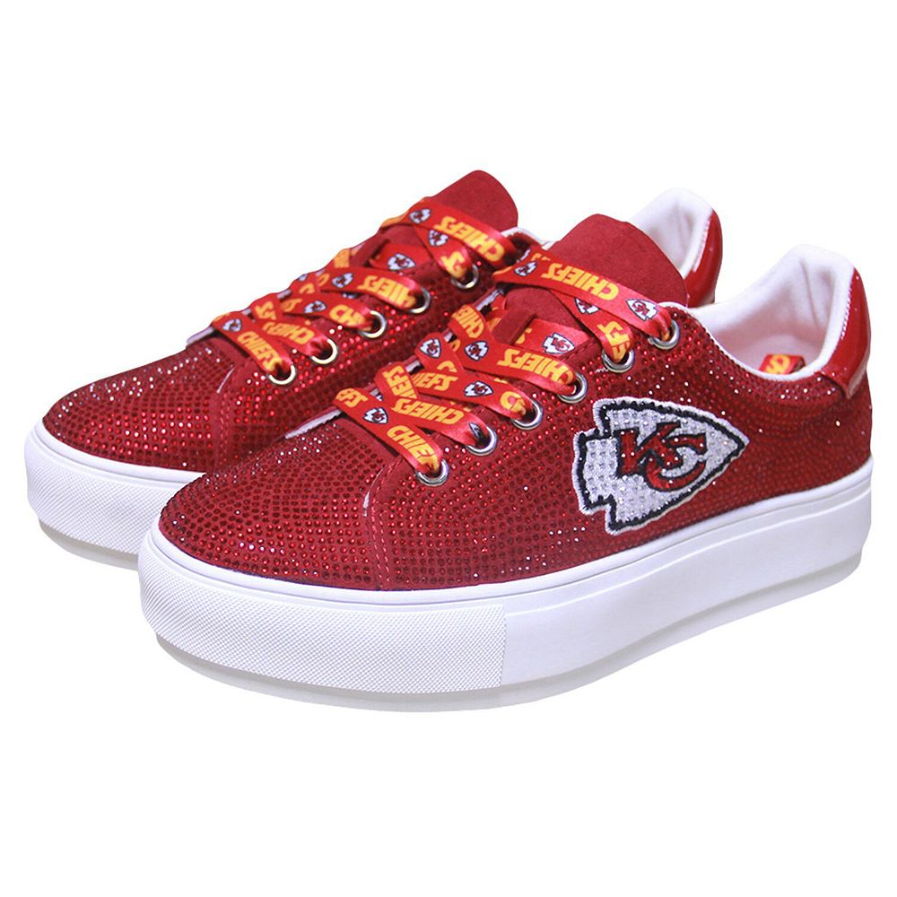 Women's Cuce Red Kansas City Chiefs Team Color Crystal Sneakers