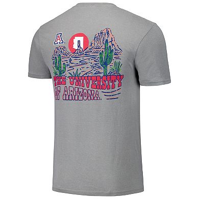 Unisex Gray Arizona Wildcats Hyper Local Cactus Sketch Scene T-Shirt