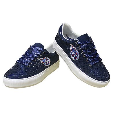 Women's Cuce Navy Tennessee Titans Team Colored Crystal Sneakers