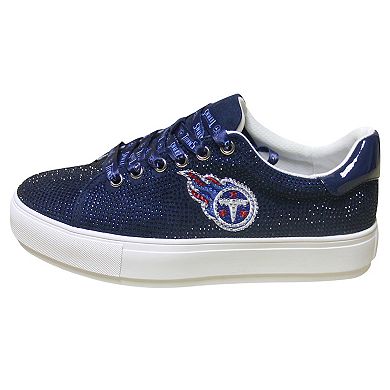 Women's Cuce Navy Tennessee Titans Team Colored Crystal Sneakers
