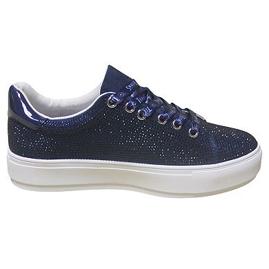 Women's Cuce Navy Tennessee Titans Team Colored Crystal Sneakers