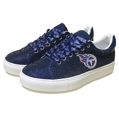 Women's Cuce Navy Tennessee Titans Team Colored Crystal Sneakers