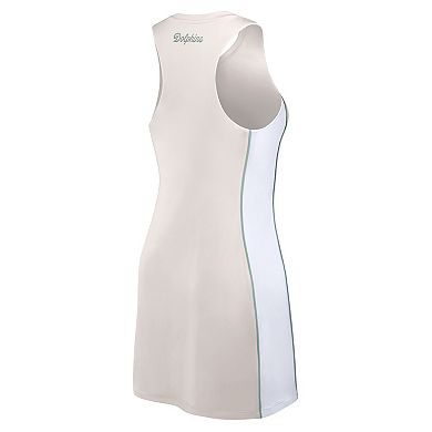 Women's Fanatics Cream Miami Dolphins Studio Boost Athletic Half-Zip Dress