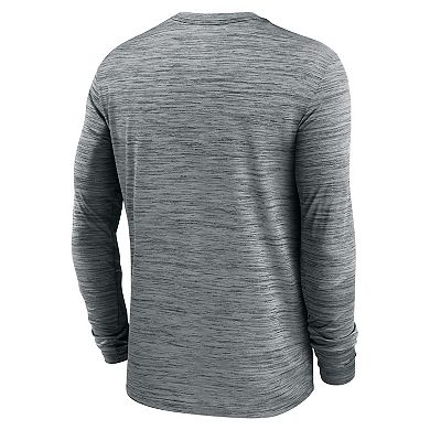Men's Nike Heather Gray Clemson Tigers 2024 Sideline Velocity Performance Long Sleeve T-Shirt
