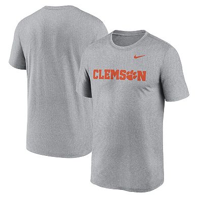 Men's Nike Heather Gray Clemson Tigers Primetime Legend Wordmark T-Shirt