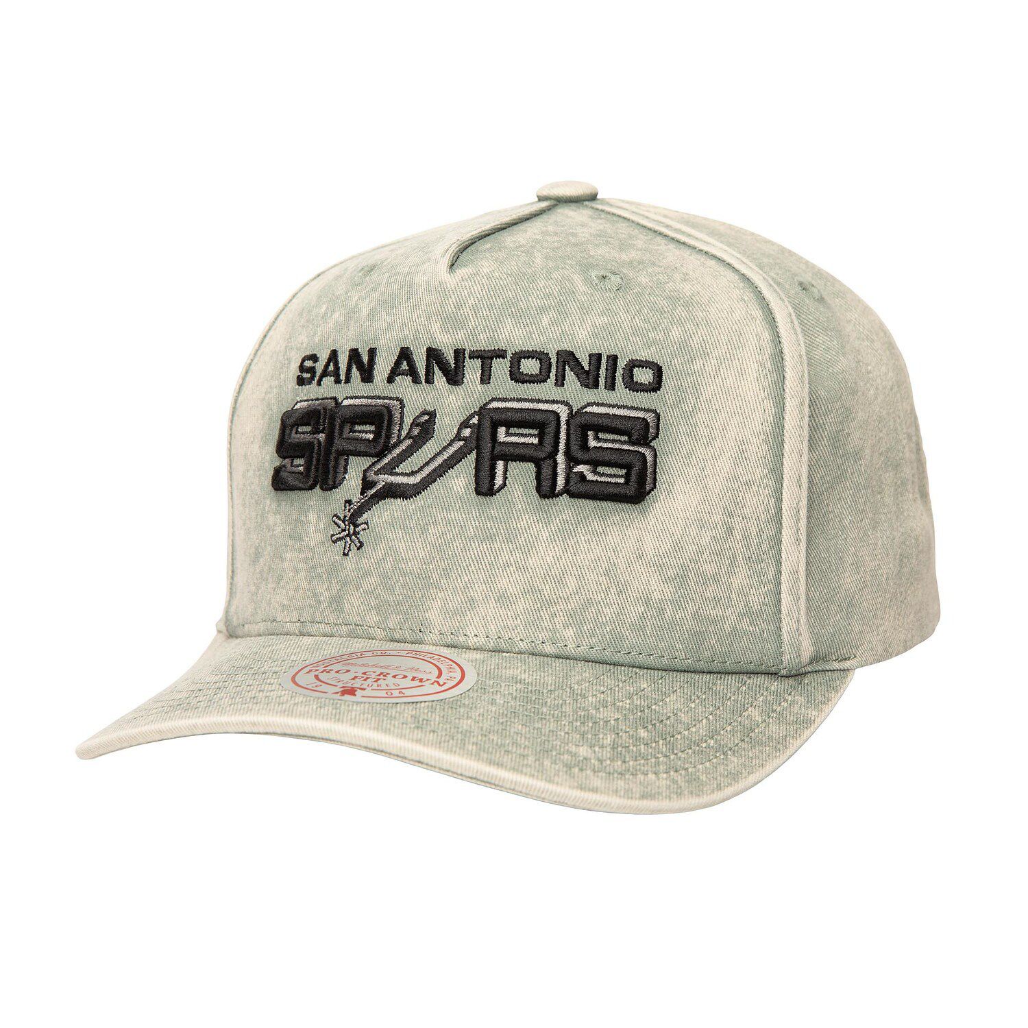 San Antonio Spurs Flat Bill Hat By Mitchell & Ness - Strap Back, Gray/Black, Wool Blend, Officially Licensed