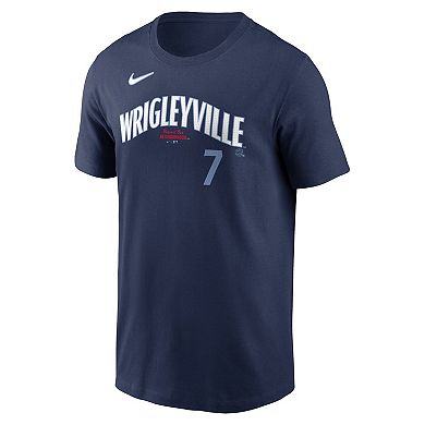 Men's Nike Dansby SwansonÂ Navy Chicago Cubs City Connect Fuse Name & Number T-Shirt