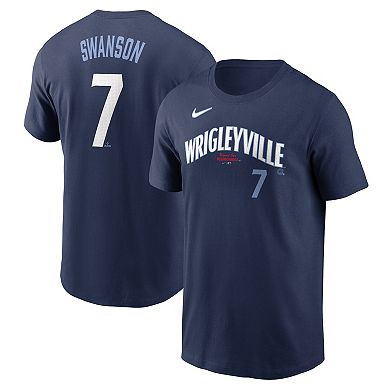 Men's Nike Dansby SwansonÂ Navy Chicago Cubs City Connect Fuse Name & Number T-Shirt