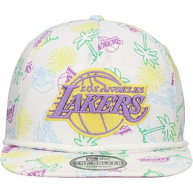 Men's New Era White Los Angeles Lakers Palm Trees and Waves Golfer Adjustable Hat
