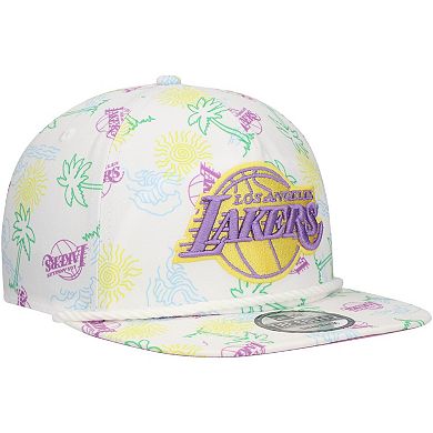 Men's New Era White Los Angeles Lakers Palm Trees and Waves Golfer Adjustable Hat