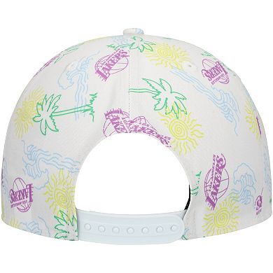Men's New Era White Los Angeles Lakers Palm Trees and Waves Golfer Adjustable Hat