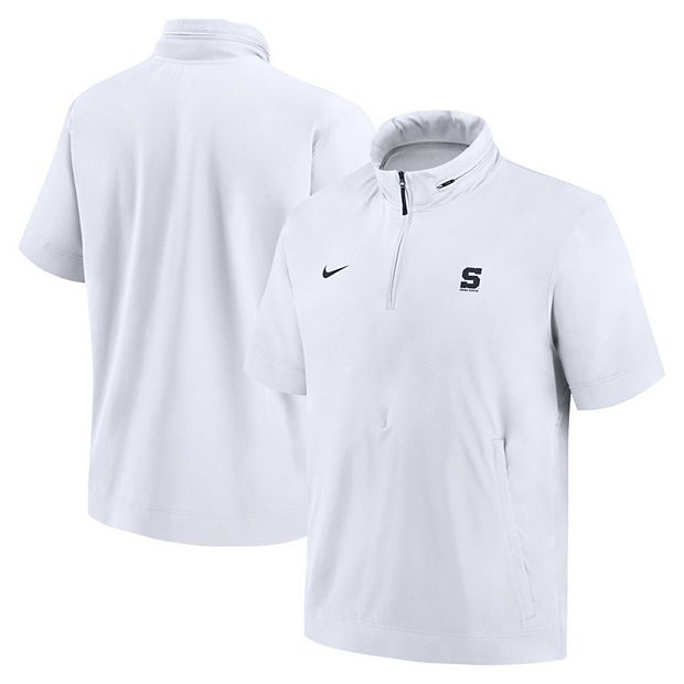 Men s Nike White Penn State Nittany Lions 2024 Sideline Coach Short Sleeve Half Zip Hoodie Jacket