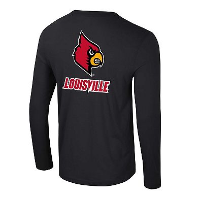 Men's Colosseum Black Louisville Cardinals Logo Lockup 3-Hit Active Blend Long Sleeve T-Shirt