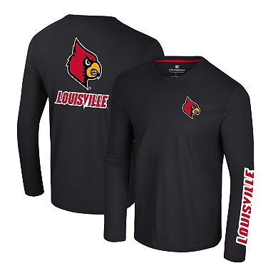 Men's Colosseum Black Louisville Cardinals Logo Lockup 3-Hit Active Blend Long Sleeve T-Shirt