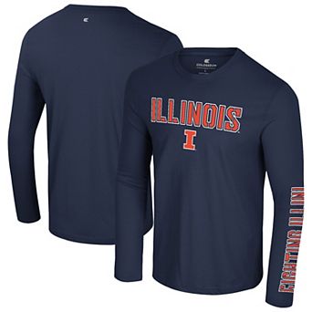 Men's Colosseum Navy Illinois Fighting Illini Color Pop Active Blend 2-Hit Long Sleeve T-Shirt