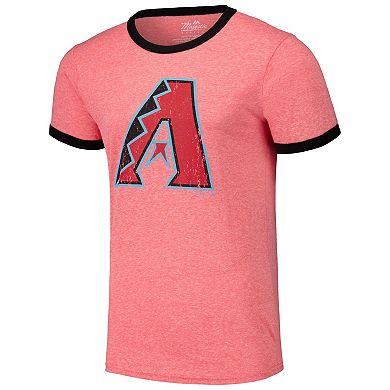 Men's Majestic Threads Red Arizona Diamondbacks Ringer Tri-Blend T-Shirt
