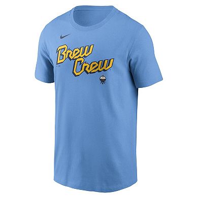 Men's Nike Christian Yelich��Powder Blue Milwaukee Brewers City Connect Fuse Name & Number T-Shirt
