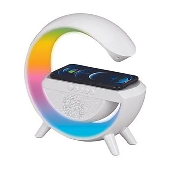 Bluetooth Led Wireless Charging Speaker With Fm Radio, White