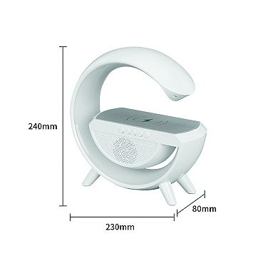 Bluetooth Led Wireless Charging Speaker With Fm Radio, White