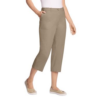 Woman Within Plus Size Petite Adjustable Waist Chino Capri