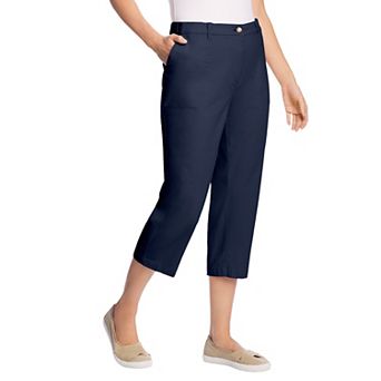 Woman Within Plus Size Petite Adjustable Waist Chino Capri