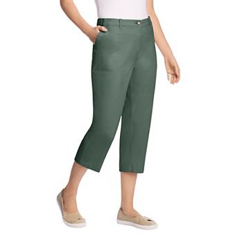 Woman Within Plus Size Petite Adjustable Waist Chino Capri