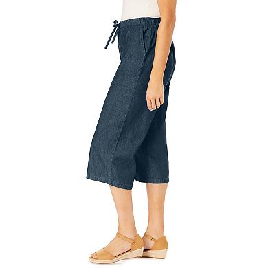 Woman Within Plus Size Petite Drawstring Denim Capri