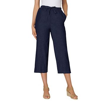 Woman Within Plus Size Petite Drawstring Denim Capri