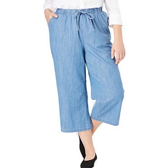 Woman Within Plus Size Petite Drawstring Denim Capri