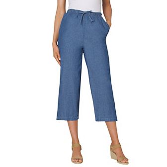 Woman Within Plus Size Petite Drawstring Denim Capri