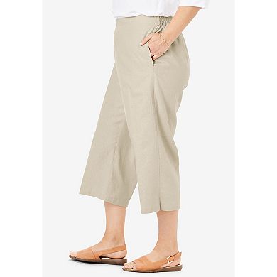 Woman Within Plus Size Petite Linen Capri