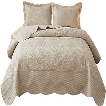 Marcielo 3 pc 100% Cotton Oversized Bedspread Lightweight Quilt Set