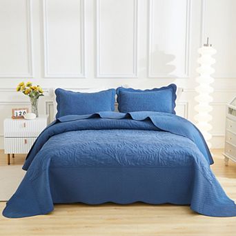 Marcielo 3 pc 100% Cotton Oversized Bedspread Lightweight Quilt Set