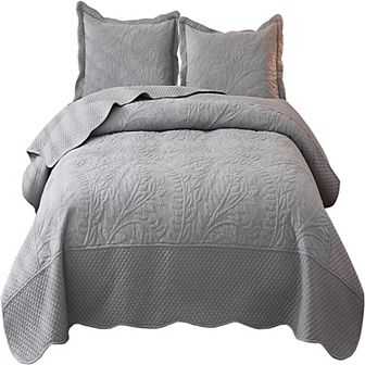 Marcielo 3 pc 100% Cotton Oversized Bedspread Lightweight Quilt Set