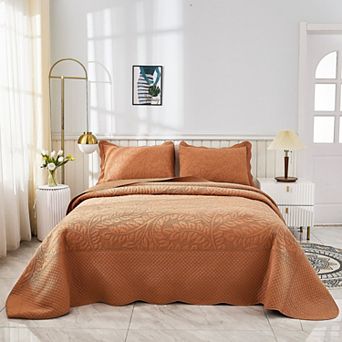 Marcielo 3 pc 100% Cotton Oversized Bedspread Lightweight Quilt Set