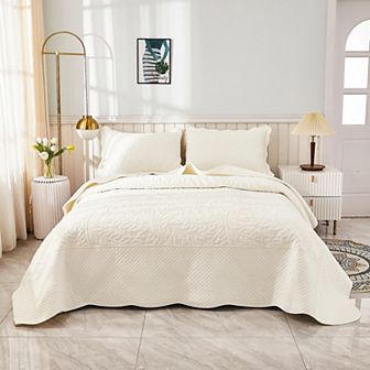 Marcielo 3 pc 100% Cotton Oversized Bedspread Lightweight Quilt Set