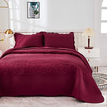 Marcielo 3 pc 100% Cotton Oversized Bedspread Lightweight Quilt Set
