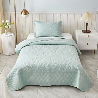 Marcielo 2 pc 100% Cotton Twin Size Quilt Bedspread Set