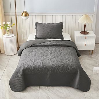 Marcielo 2 pc 100% Cotton Twin Size Quilt Bedspread Set