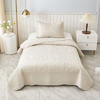 Marcielo 2 pc 100% Cotton Twin Size Quilt Bedspread Set