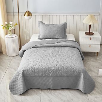 Marcielo 2 pc 100% Cotton Twin Size Quilt Bedspread Set