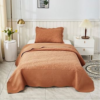 Marcielo 2 pc 100% Cotton Twin Size Quilt Bedspread Set