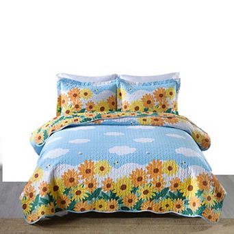 Marcielo 100% Cotton Kids Quilt Bedspread Set For Teens Girls Bedding