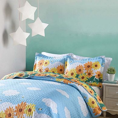 Marcielo 100% Cotton Kids Quilt Bedspread Set For Teens Girls Bedding