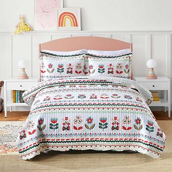 Marcielo 100% Cotton Kids Quilt Bedspread Set For Teens Girls Bedding