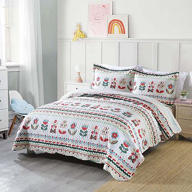 Marcielo 100% Cotton Kids Quilt Bedspread Set For Teens Girls Bedding