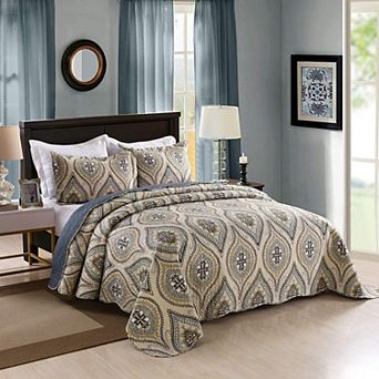 Marcielo 3 pc Quilted Bedspread Quilt Set Lightweight Bedspread