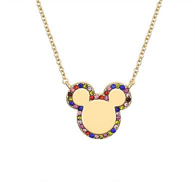 Disney's Mickey Mouse 14k Gold Flash Plated Multicolored Crystal Necklace and Hoop Earring Set